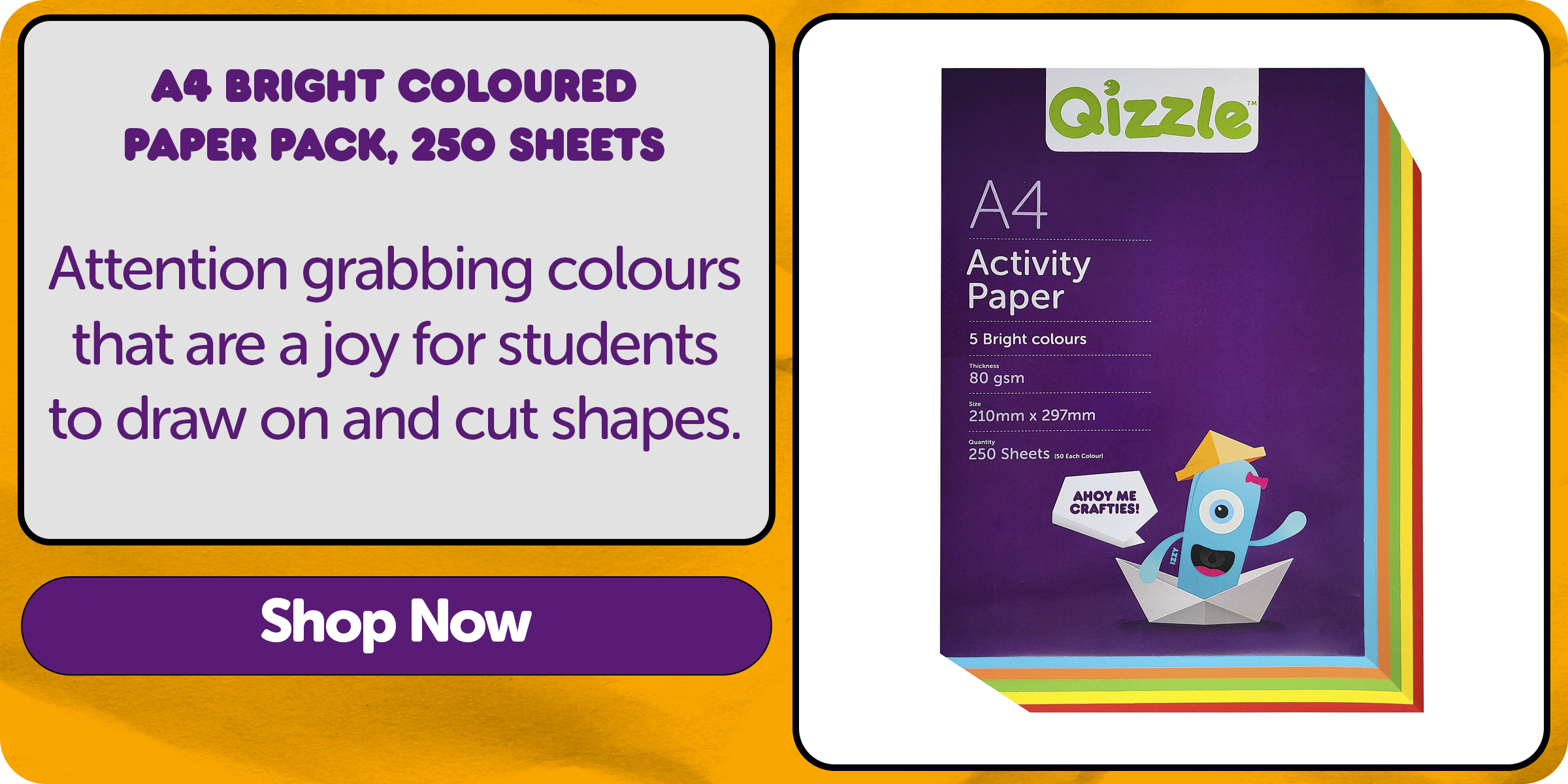 A4 Bright Coloured Paper Pack